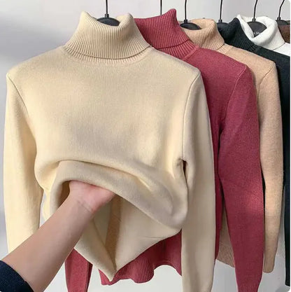 Cozy Velvet Art Retro Turtleneck Pullover Sweater