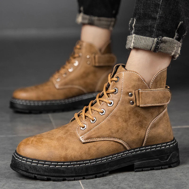 High Top Round Toe Retro Boots