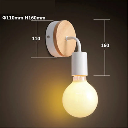 LED Nordic Retro Wood Bending Wall Light