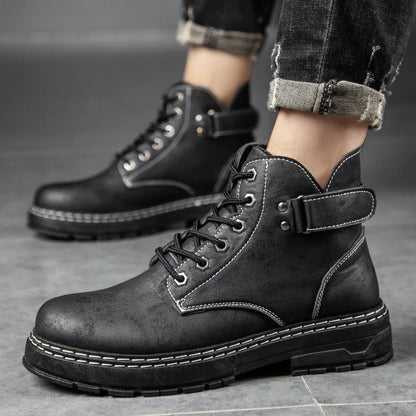 High Top Round Toe Retro Boots