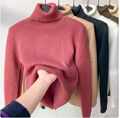 Cozy Velvet Art Retro Turtleneck Pullover Sweater