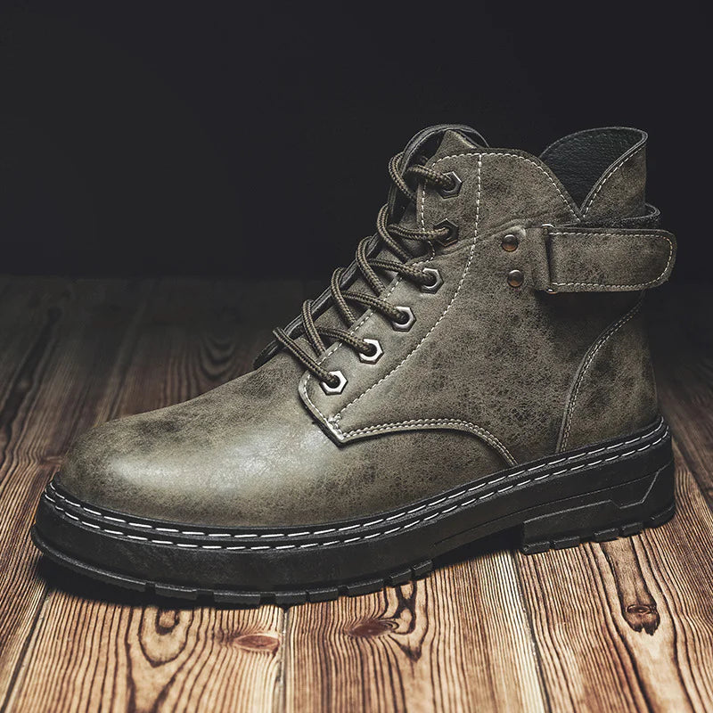 High Top Round Toe Retro Boots