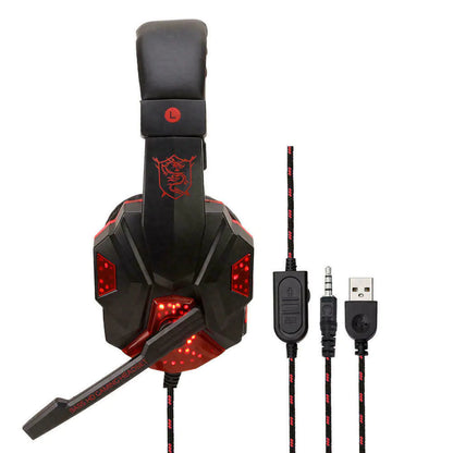 Auriculares para juegos de 3,5 mm con micrófono y LED, estéreo, graves envolventes, para PC, PS4, Xbox One 