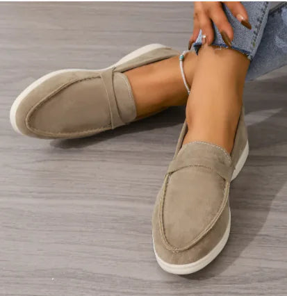 Frosted Surface Flat Bottom Lazy Retro Shoes