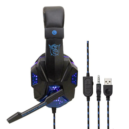 Auriculares para juegos de 3,5 mm con micrófono y LED, estéreo, graves envolventes, para PC, PS4, Xbox One 